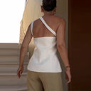 Chic Women's One-Shoulder Blouse with Button Detail