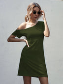 Asymmetrical Neckline Women's Dress for Effortless Style