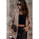 Women's Modern Oversized Checkered Blazer with Chic Accents
