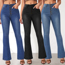 High-Waisted Flared Jeans with Button Detail for Women