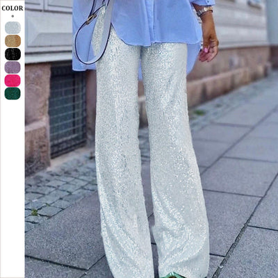 Sequined High-Waist Palazzo Pants for Women