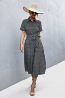 Stylish Women's Shirt Dress with Button Accents and Adjustable Belt