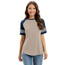 Striped Women's T-Shirt with Contrast Sleeves