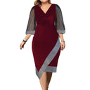 Chic Cocktail Dress with Sheer Puff Sleeves & Asymmetrical Hem