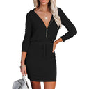 Hooded Zippered Mini Dress for Women