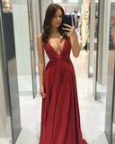 Stunning Evening Dress with Deep V-Neck and Dazzling Accents