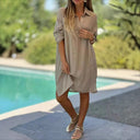 Women's Airy Cotton Shirt Dress with Button Accents