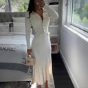 Chic Maxi Dress with Decorative Buttons and Flattering Fit