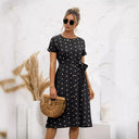 Chic Polka Dot Women's Dress with Button Placket