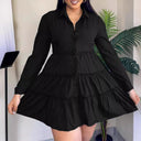 Chic Women's Long Sleeve Shirt Dress with Flowing Hem