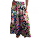 Women's Stylish Wide-Leg Trousers with Stretch Waist and Pockets