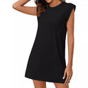 Wave-Structured Short Sleeve Dress for Women