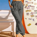 Women's Chic Leisure Pants with Elastic Waist and Pockets