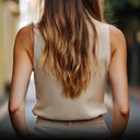 Chic High Collar Women's Sleeveless Blouse