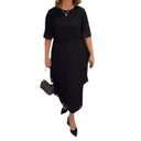 Chic Midi Dress with Sheer Sleeves and Ruffle Details