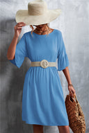 Flared Sleeve Women's Dress with Elastic Waist