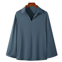 Chic Long Sleeve Blouse with Modern Collar and Flowing Design