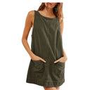 Jersey Dress with Pockets and Round Neck for Women