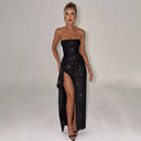 Shimmering Ladies Evening Dress with High Slit