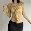 Chic Embellished Lace Ruffle Top for Women