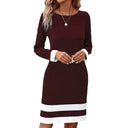 Chic Women's Dress with Contrasting Cuffs and Hem