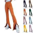 Chic High-Waist Flared Pants with Side Slits