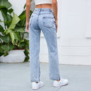 High Waist Destroyed Mom Jeans for Women