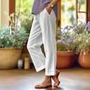 Women's Wide-Leg Linen Trousers with Pockets