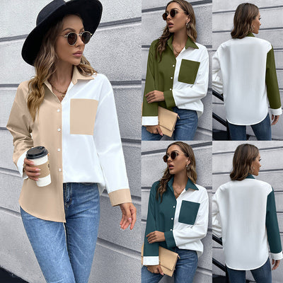 Chic Oversized Blouse with Contrast Patches
