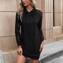 Women's Hooded Dress with Lace Sleeves
