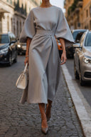 Stylish Midi Dress with Flowing Sleeves