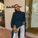 Women's Lace Asymmetrical Hem Top with Ruffle Accents