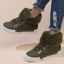 Women's Cozy Fuzzy Sneakers with Stylish Lacing