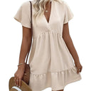 Chic V-Neck Dress with Flowing Sleeves