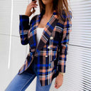 Stylish Women's Double-Breasted Check Blazer