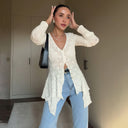 Ladies' Lace Asymmetrical Transparent Top