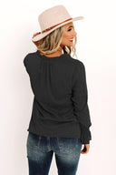 Chic Women's Blouse with Ruffle Accents and V-Neck Design