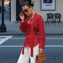 Chic Flowing Blouse with Tie Detail