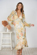 Floral Balloon Sleeve Maxi Dress for Women