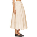 Women's Midi Skirt with Chic Pleats and Stretch Waist
