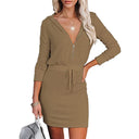 Hooded Zippered Mini Dress for Women