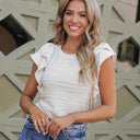 Textured Ruffle Women's Blouse Top