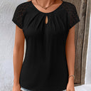 Ladies' Lace Trim Keyhole Neckline Top