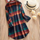 Chic Checkered Long Sleeve Blouse for Women