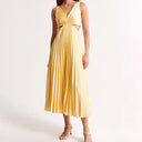 Chic Women's V-Neck Maxi Dress with Stylish Draping