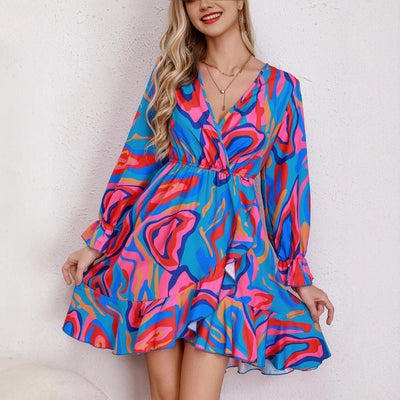 Chic Women's Wrap Dress with Joyful Print