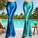High-Shine Elastic Flared Pants for Women