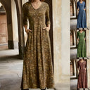 Stylish Women's Maxi Dress with Pockets and Patterns