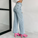 Trendy Women's High-Waisted Cut-Out Jeans