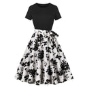 Ladies Lace Dress with Contrasting Top and Flowing Skirt